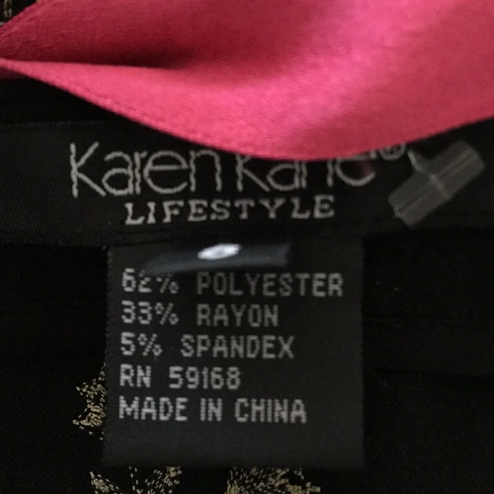Karen Kane Black Embroidered Floral Skirt with Pink Tie Belt